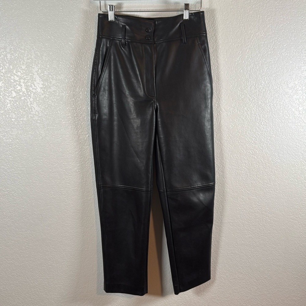 Aritzia Wilfred Black Vegan Leather Straight Leg Pant Size 4